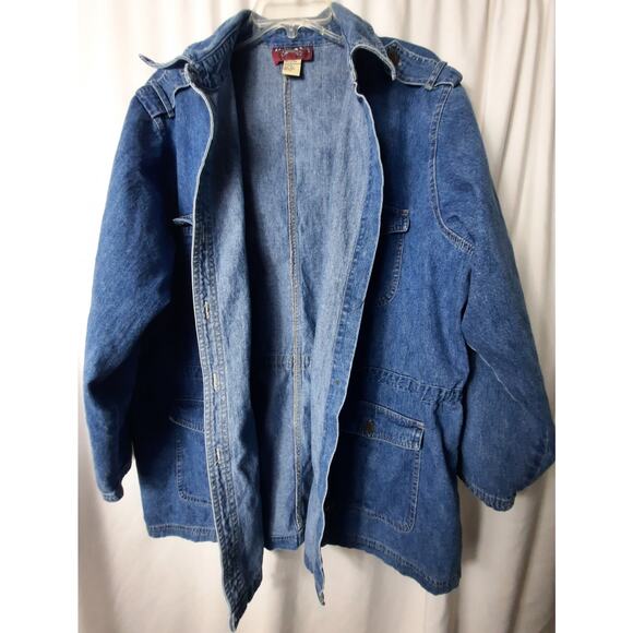 Denim & Co blue jean button down tie at the waist jacket 2X - Picture 5 of 10